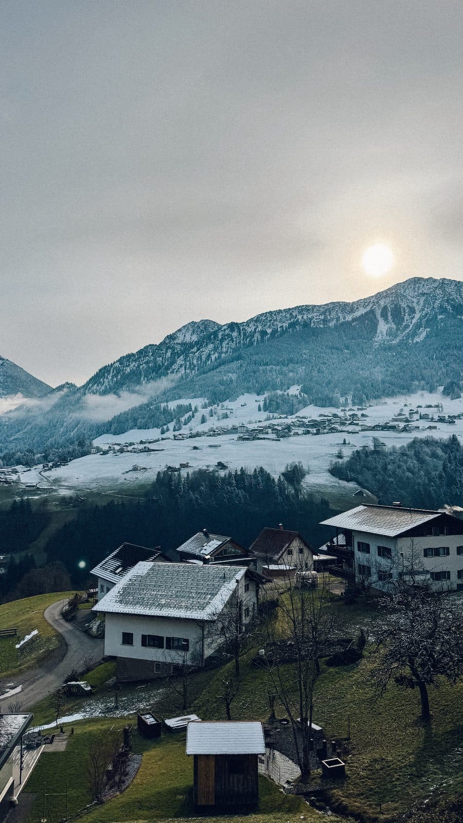 Christopher and Marie in a snowy Alpine landscape in Austria